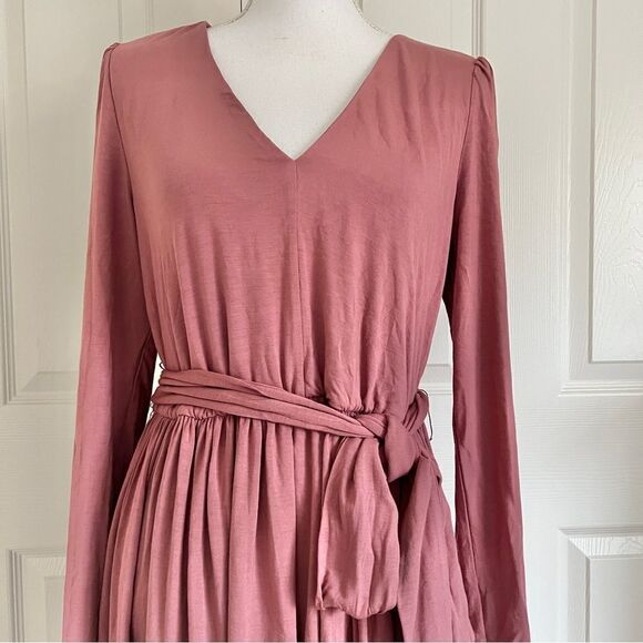 Rebecca Taylor Long Sleeve Knit Dress Pink Rose Large MSRP $295 - Picture 4 of 9